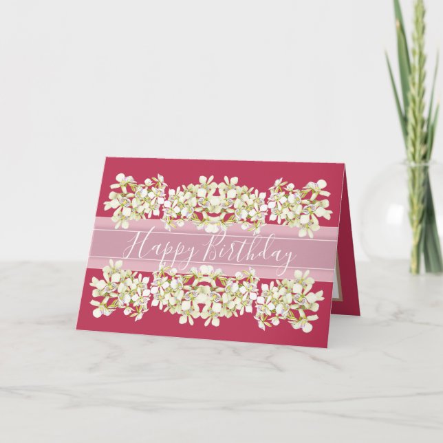 Chic Floral Bouquet White Orchid Flowers Birthday Card (Front)
