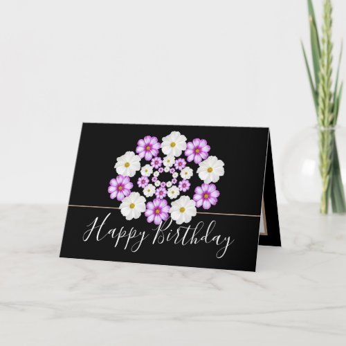 Chic Floral Bouquet White  Pink Flowers Birthday Card