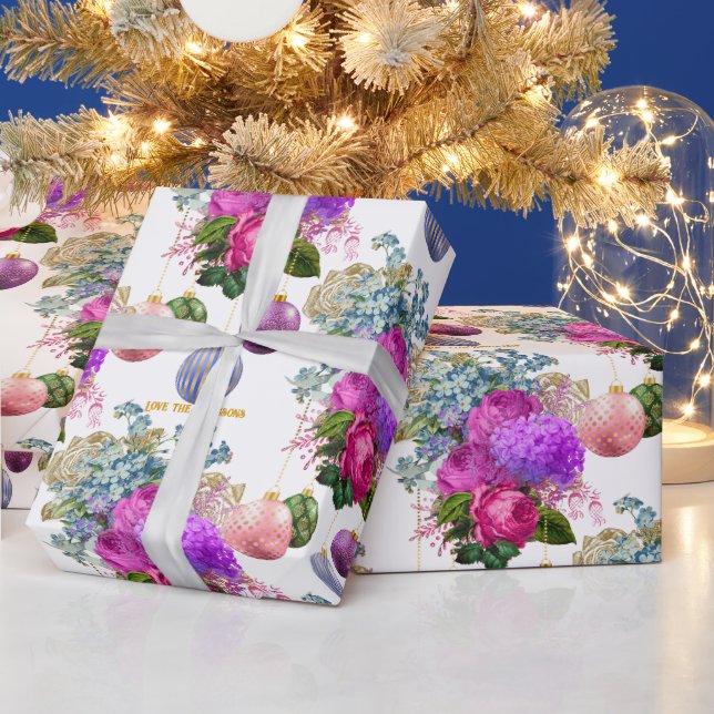 Chic Floral Boutique Personalized Christmas Wrapping Paper (Holidays)