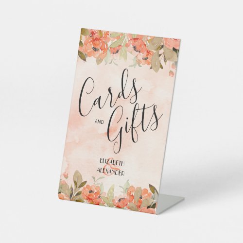 Chic Floral Bridal Shower Cards and Gifts Pedestal Sign