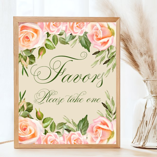 Chic Floral Bridal Shower Favor Sign (Creator Uploaded)
