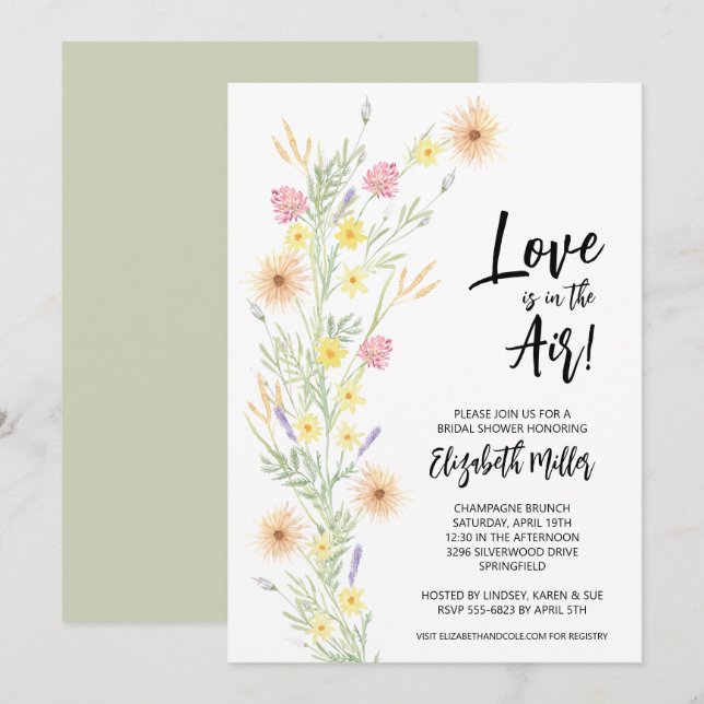Chic Floral Bridal Shower Invitation (Front/Back)