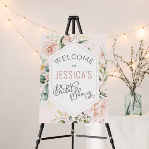 Chic floral bridal shower luncheon welcome sign