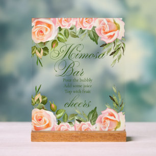 Chic Floral Bridal Shower Mimosa Bar  Acrylic Sign
