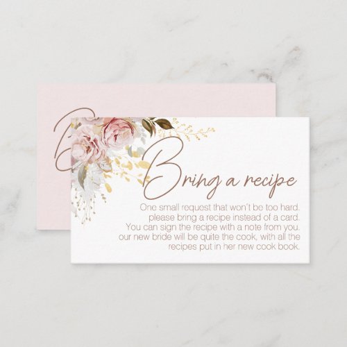 Chic Floral Bridal Shower Recipe Card Request