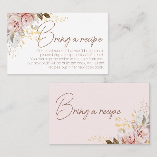 Chic Floral Bridal Shower Recipe Card Request (Front/Back)