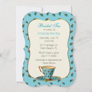 Chic Floral Bridal Shower Tea Party Invitation