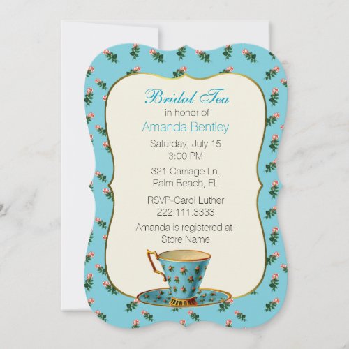 Chic Floral Bridal Shower Tea Party Invitation