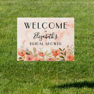 Chic Floral Bridal Shower Welcome Yard Sign