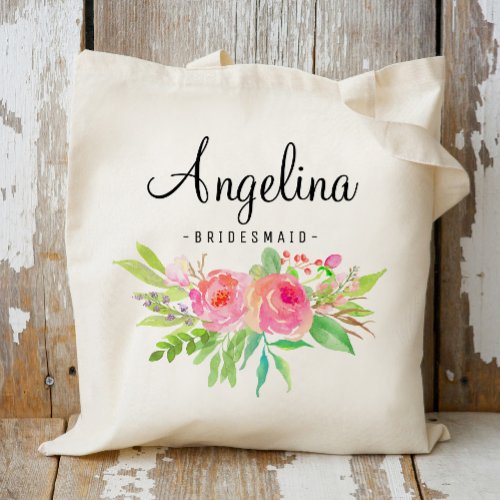 Chic Floral Bridesmaid Personalized_6 Tote Bag