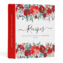 Chic Floral Burgundy Holly Holiday Kitchen Recipe Mini Binder