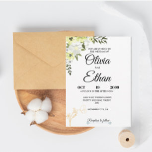 Chic Floral Butterfly Wedding Invitation