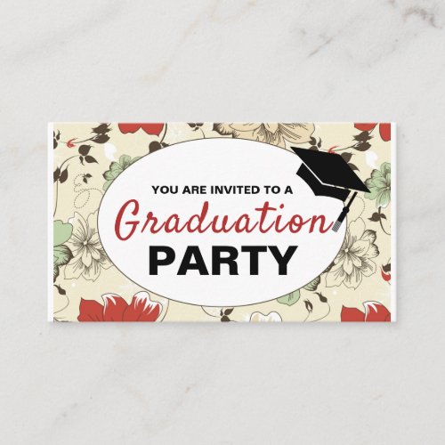 Chic Floral Cap Graduation Party Ticket Invite