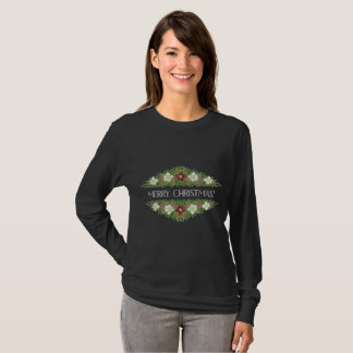 Chic Floral Christmas Roses, Hellebores, Holly Ivy T-Shirt
