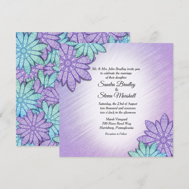 Chic Floral Color Combo Wedding Invitation (Front/Back)