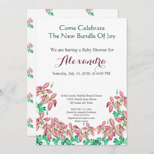 Chic Floral Columbine Pink Peach Girl Baby Shower