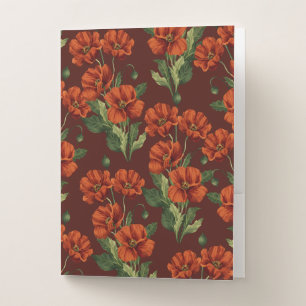 Chic Floral Crimson Poppies Pocket Folder
