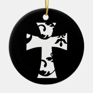 CHIC FLORAL CROSS DESIGN CERAMIC ORNAMENT