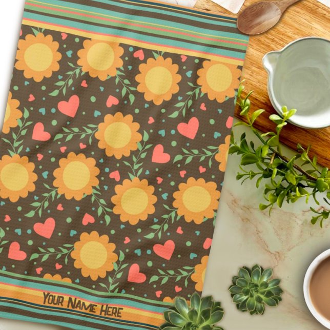 Chic Floral Custom Name or Quote Fun Pretty  Kitchen Towel (Creator Uploaded)