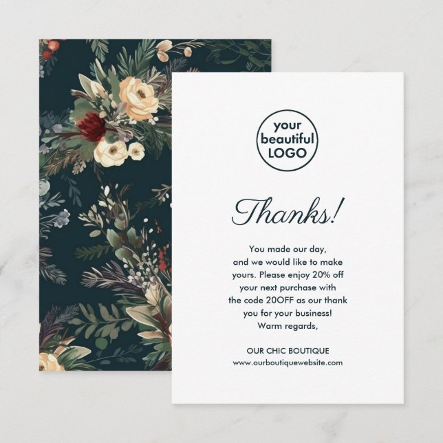 Chic Floral Customer Appreciation Thank You Card (Front/Back)