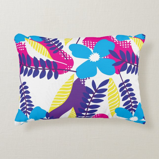 Chic Floral & Dot Pattern with Leaves Accent Pillow (Front)