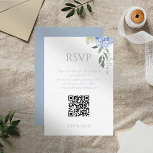 Chic Floral Dusty Blue Hydrangea Wedding RSVP Enclosure Card
