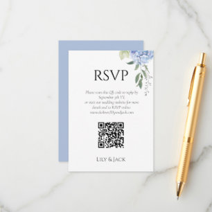Chic Floral Dusty Blue Hydrangea Wedding RSVP Enclosure Card