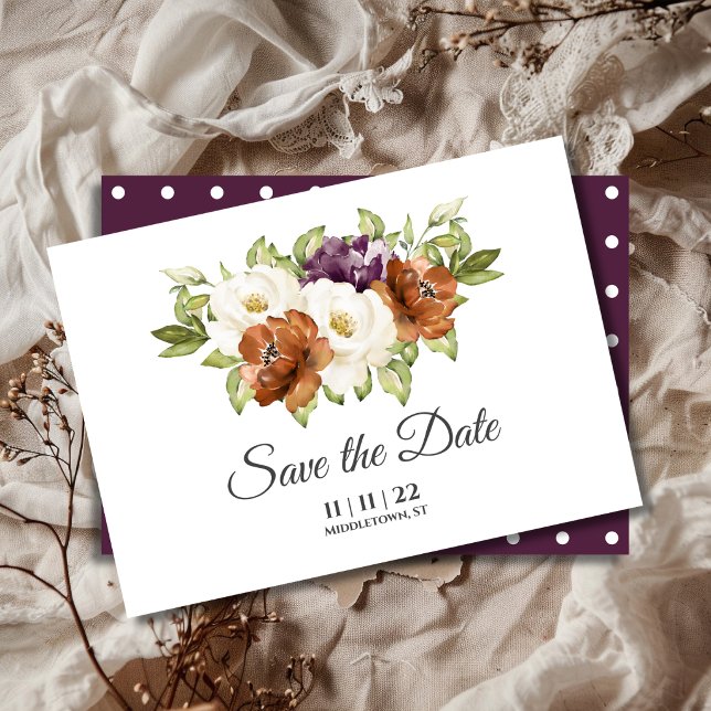 Chic Floral Fall Wedding Save The Date (Creator Uploaded)