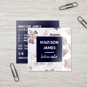 Chic Floral Fashion Stylist Foil Spot Gloss Business Cards