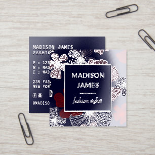 Chic Floral Fashion Stylist Foil Spot Gloss Business Cards