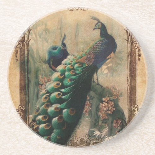 chic floral french country modern vintage peacock coaster