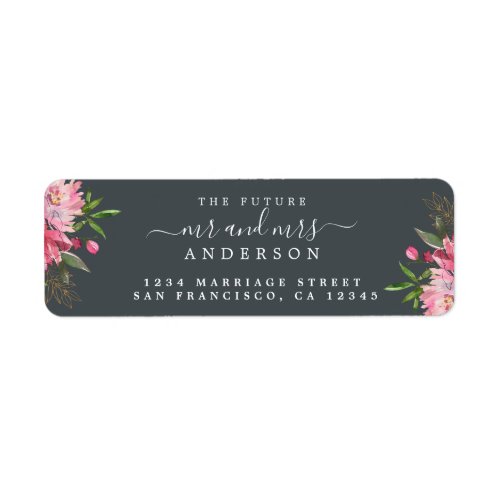 Chic Floral Future Mr Mrs Wedding Return Address Label