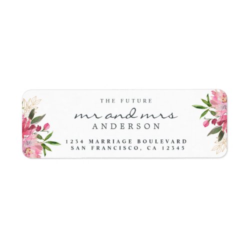 Chic Floral Future Mr Mrs Wedding Return Address Label