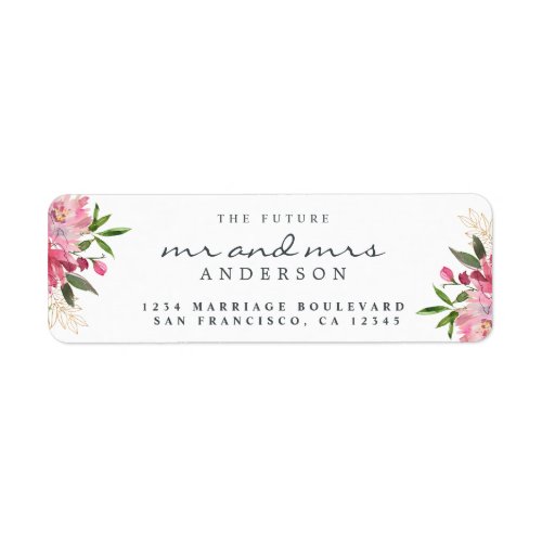 Chic Floral Future Mr Mrs Wedding Return Address Label