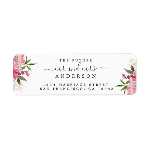 Chic Floral Future Mr Mrs Wedding Return Address Label