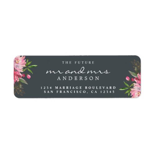 Chic Floral Future Mr Mrs Wedding Return Address Label