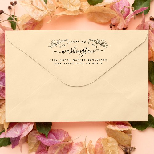 Chic Floral Future Mr Mrs Wedding Return Address Self_inking Stamp