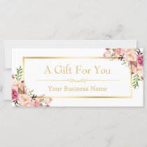 Chic Floral Gold Beauty Salon Gift Certificate