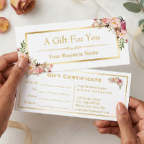 Chic Floral Gold Beauty Salon Gift Certificate