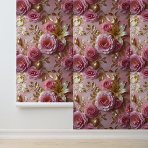 Chic Floral Gold Peel and Stick Wallpaper
