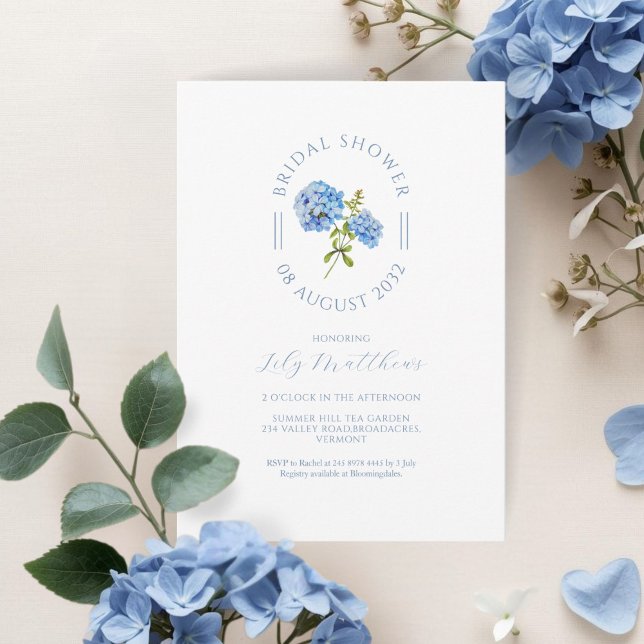 Chic Floral Hydrangea Bridal Shower Invitation (Creator Uploaded)