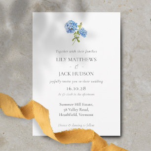Chic Floral Hydrangea Non Photo Wedding Invitation