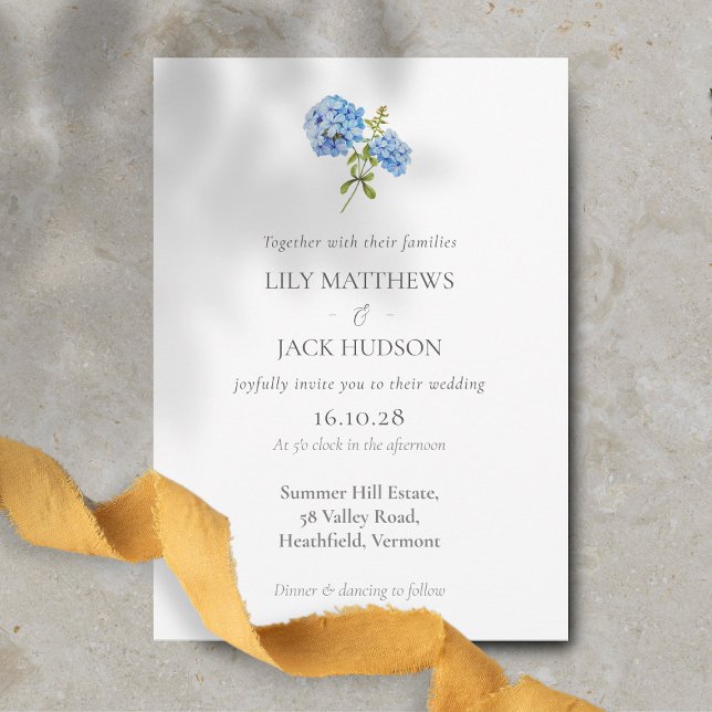 Chic Floral Hydrangea Non Photo Wedding Invitation (Creator Uploaded)