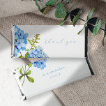 Chic Floral Hydrangea Thank You Wedding  Hershey Bar Favors<br><div class="desc">Chic and elegant blue hydrangea 'Thank you' Hershey choclate bars,  featuring a beautiful floral design along with your names and the event date,  against an off-white background. Stylish,  elegant with youthful undertones,  this design adds just that special something to your bridal shower,  reception,  engagement party or rehearsal dinner.</div>