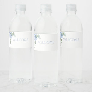 Chic Floral Hydrangea Wedding Water Bottle Label