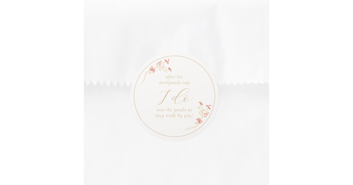 Chic Floral & Ivory Wedding Classic Round Sticker | Zazzle