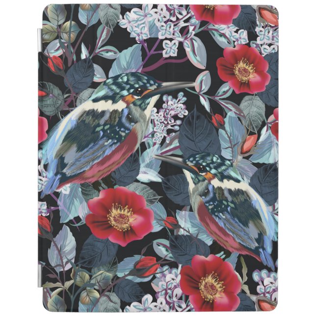 Chic Floral Kingfisher Birds iPad Smart Cover (Front)