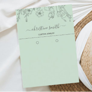 Chic Floral Light Teal Botanical Earring Card