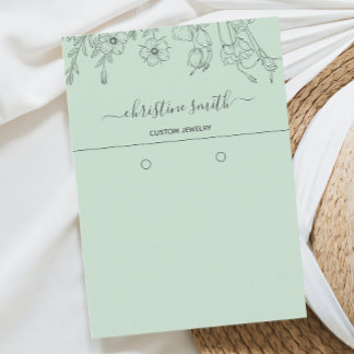 Chic Floral Light Teal Botanical Earring Card