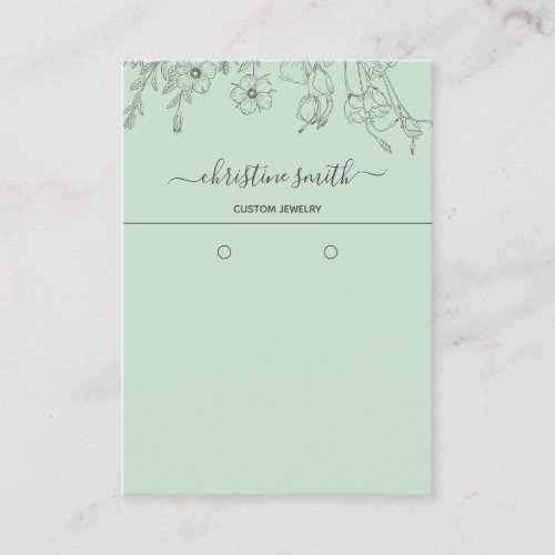 Chic Floral Light Teal Botanical Earring Card